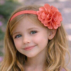 BARI LYNN LITTLE GIRLS CORAL PINK‎ HEADBAND W/SPARKLY CRYSTALS NEW